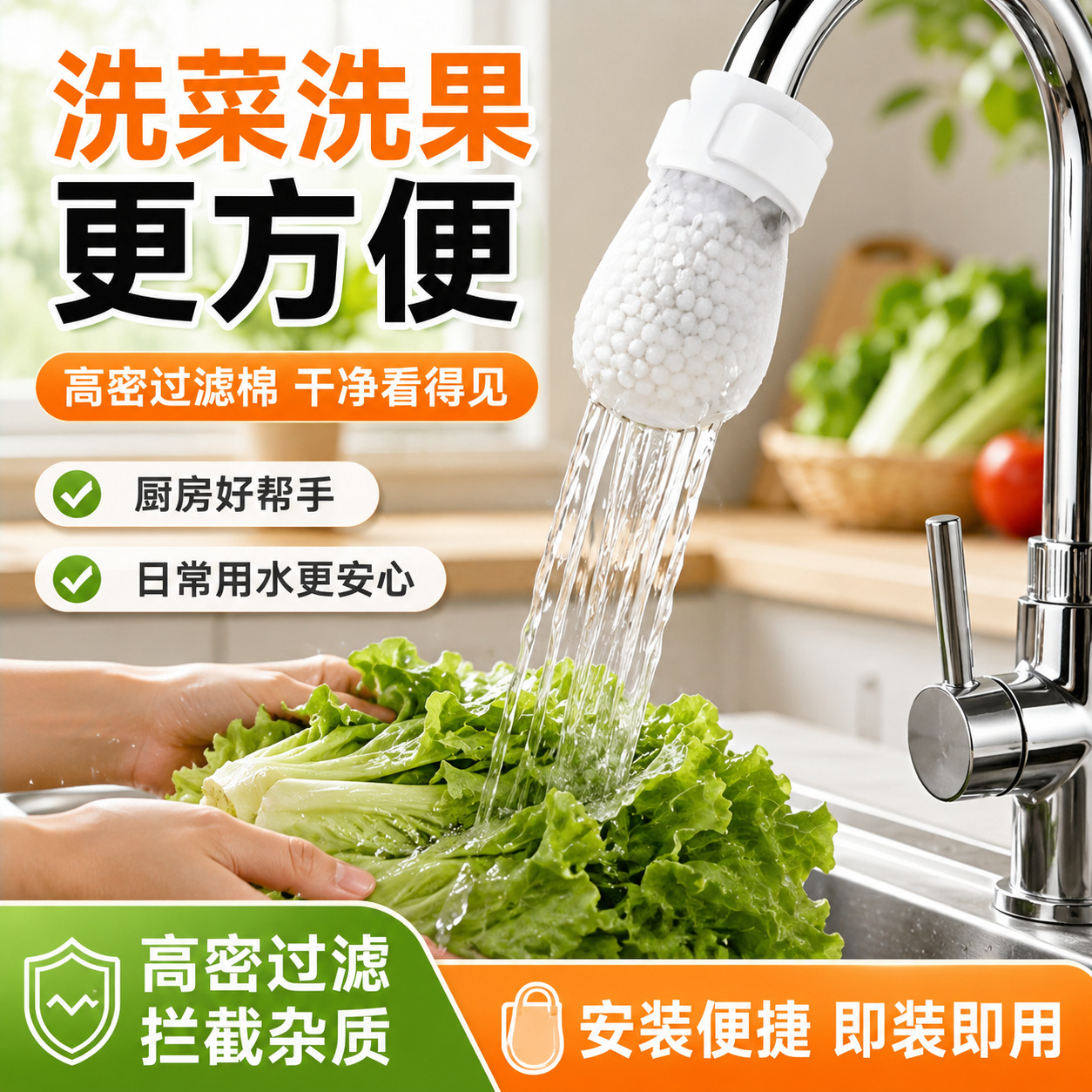 水龙头过滤棉加厚防溅自来水井水山泉水泥沙铁锈水垢杂质加厚通用