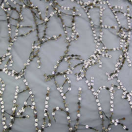 新款涤纶竖条单双叠绣亮片 女士服装头饰拉丁舞表演服吊垂下一条