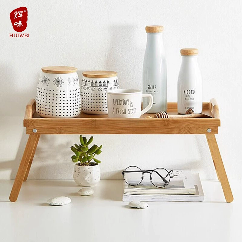 Huiwei бамбук деревянный поднос эркер складной стол прямоугольная бытовая тарелка хлебная тарелка с ножками тарелка оптовая продажа