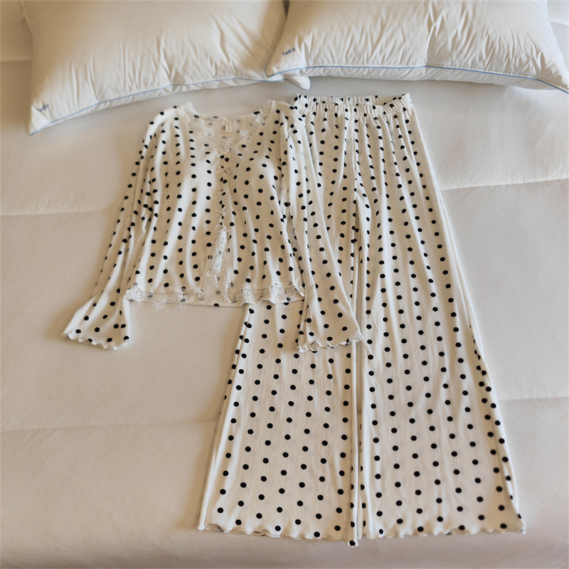 8640#(가슴 패드 포함) 슈트 폴카 도트 화이트