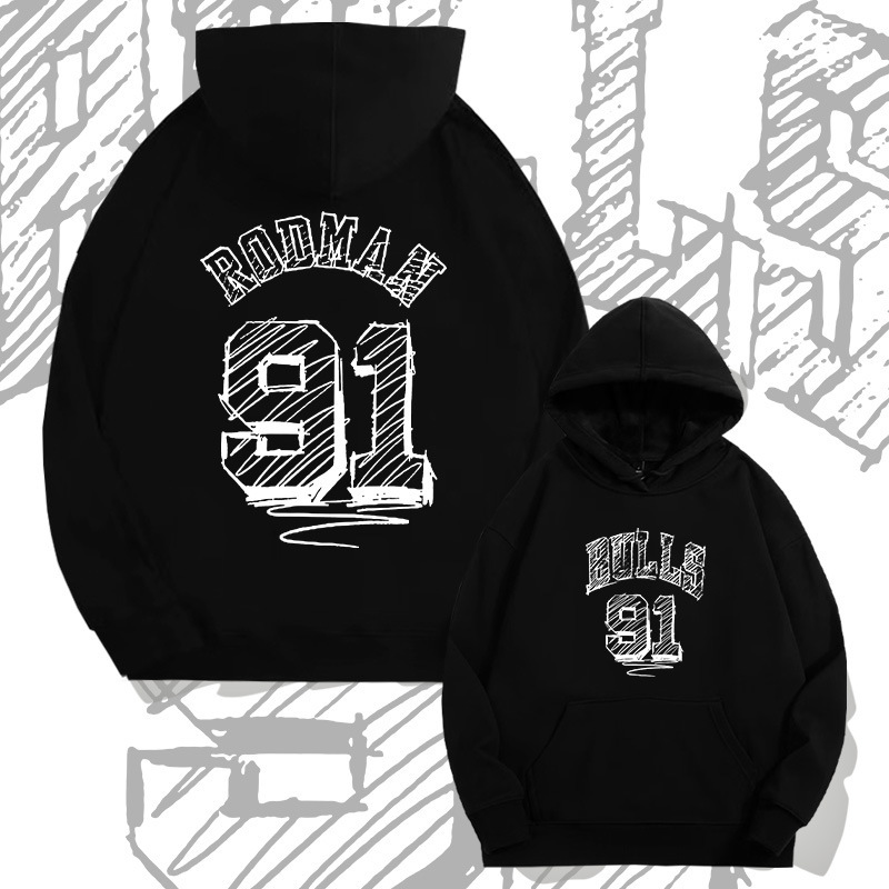 Rodman Rodman No. 91 American Basketball Hooded Sweatshirt Men's Spring and Autumn Youth Loose Shoulder-Length Long-Sleeved Jacket