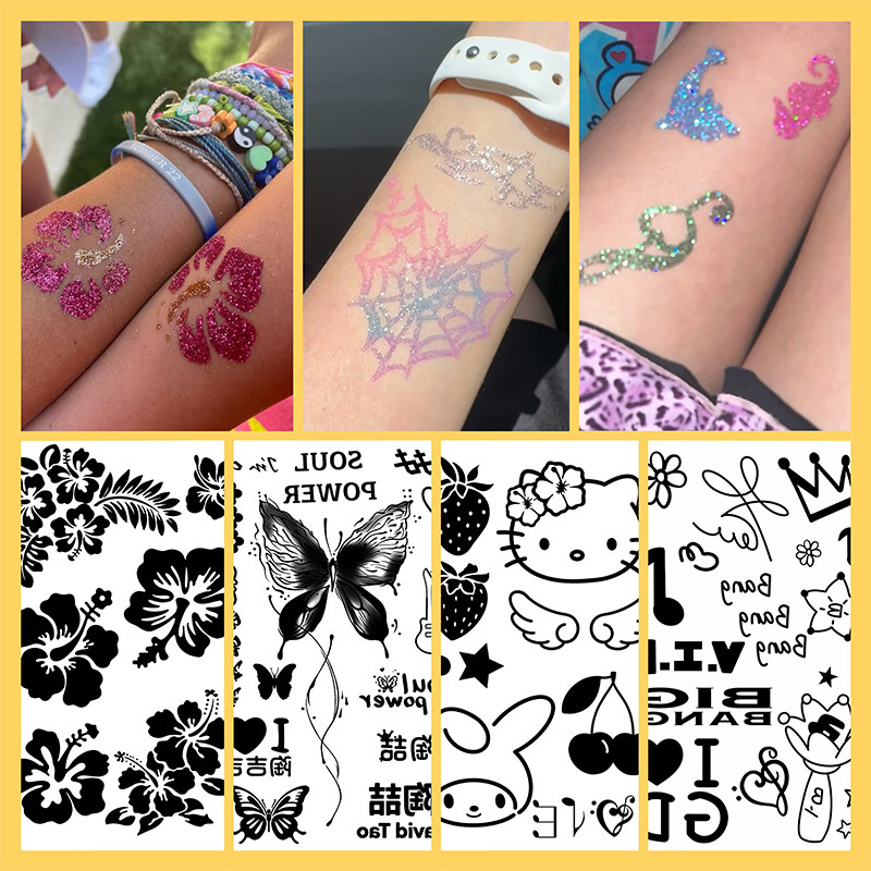 Amazon's new cross-border creative DIY glitter tattoo stickers for children and adults, Y2K Christmas Halloween Amazon's new cross-border creative DIY glitter tattoo stickers for children and adults, Y2K Christmas Halloween