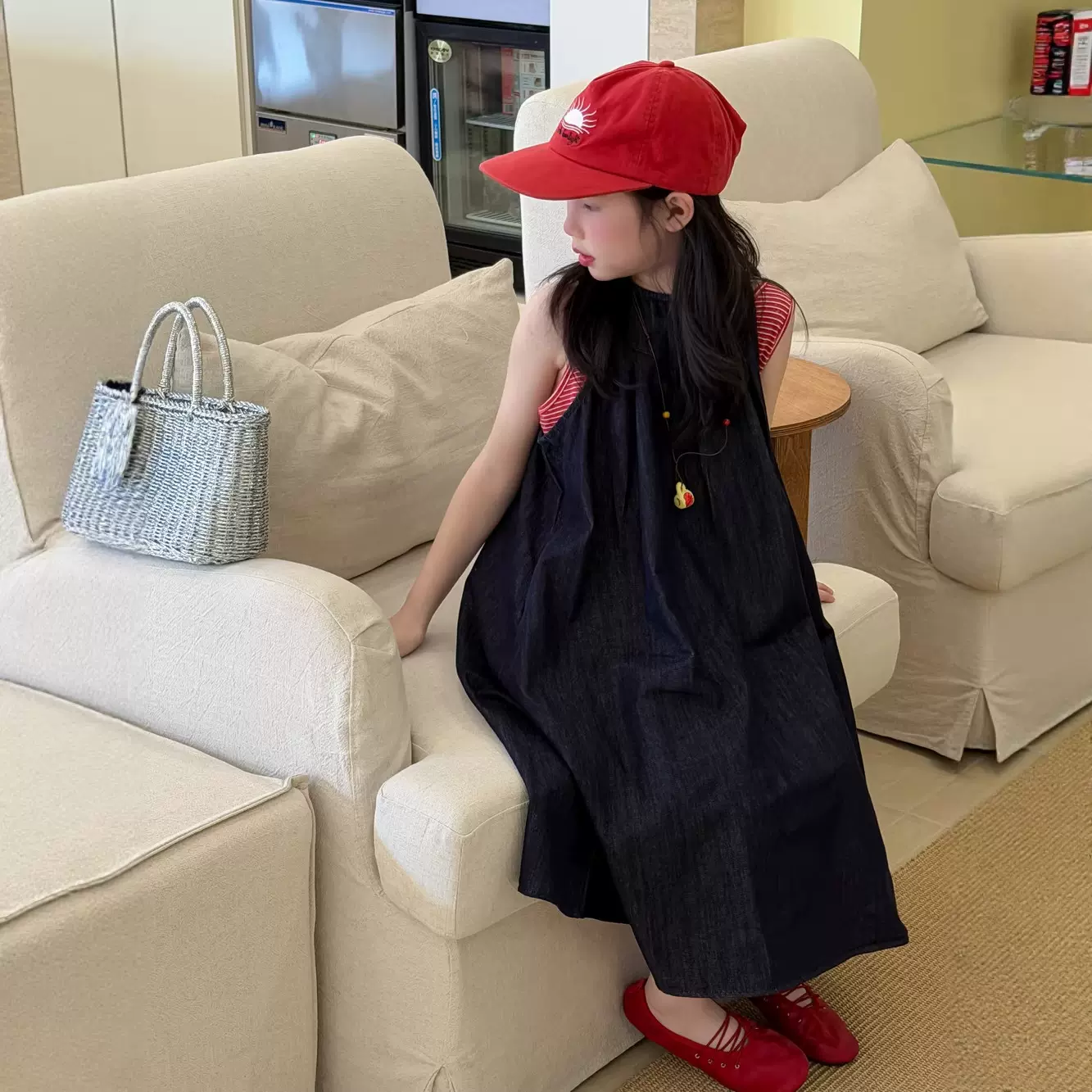 末小蒙童裙2026春季韩版女童宽松牛仔背心连衣裙百搭休闲复古裙