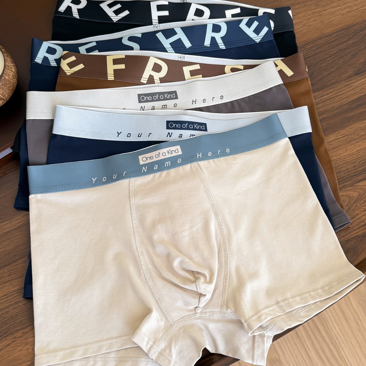 Fashion Trendy Cotton Men's Boxer Briefs with Personalized Letters, Stylish, Casual, and Breathable