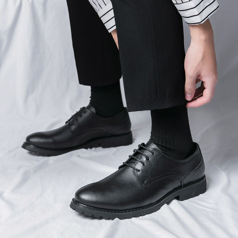 Transfronterizos de 48 yardas zapatos de cuero de hombre de negocios zapatos de boda con suela gruesa aumentando lazos bajos para hombres zapatos de cuero de color pulido image 4