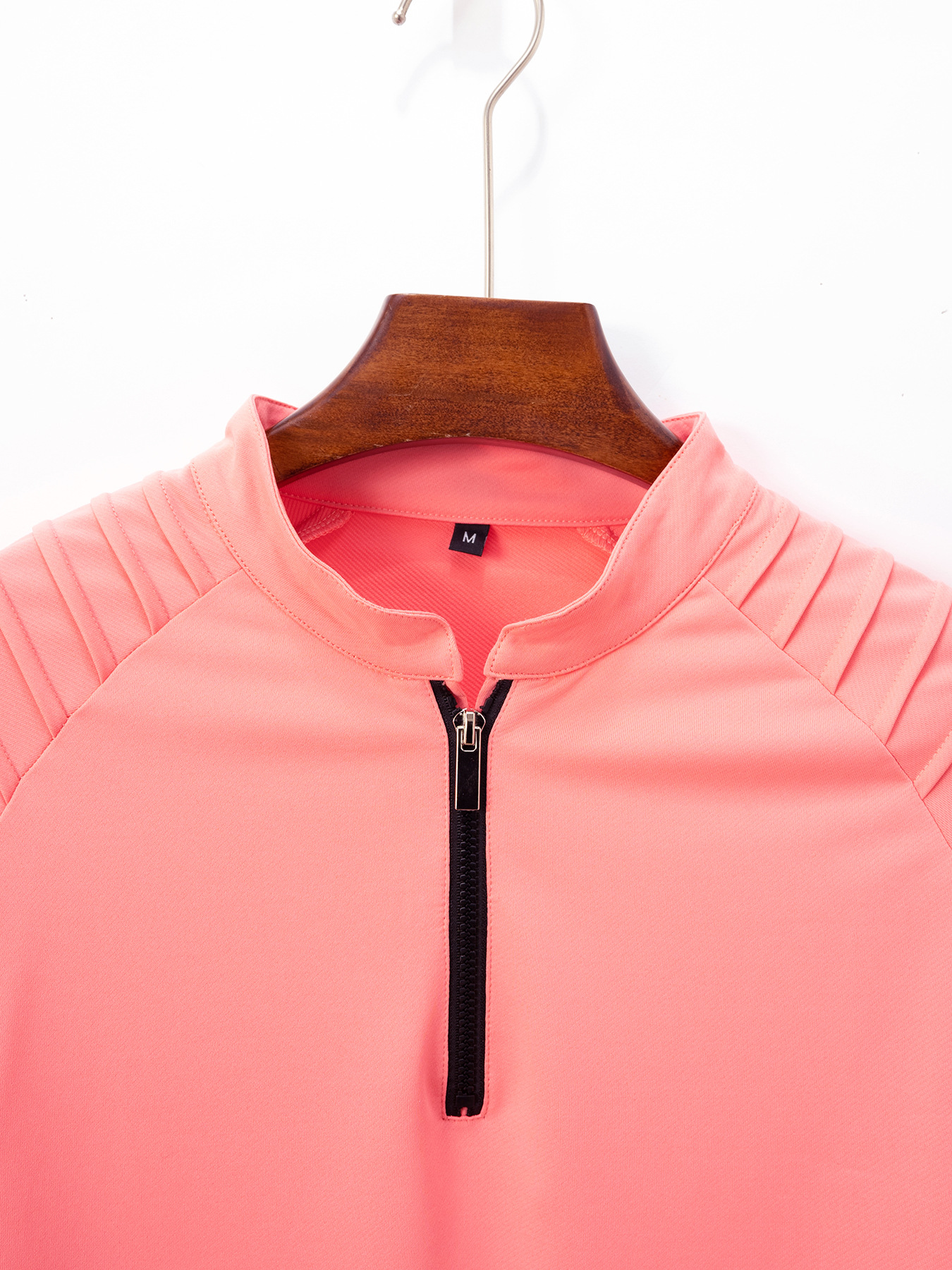 Men's Long Sleeve Polo Shirt With Arm Pleats And Zipper Casual_voghion.com