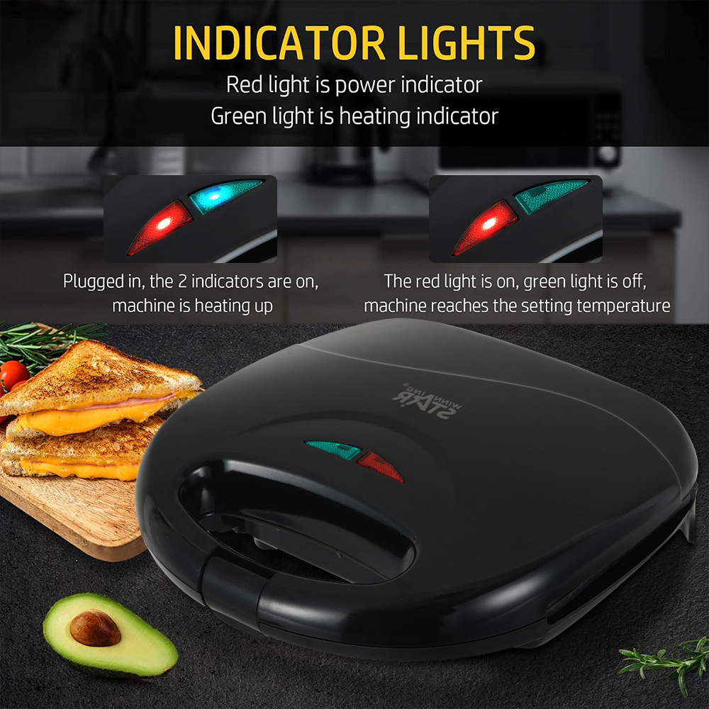 Estrella ganadora transfronteriza tostadas sándwich calefacción multifunción tostadora desayuno máquina sandwichera