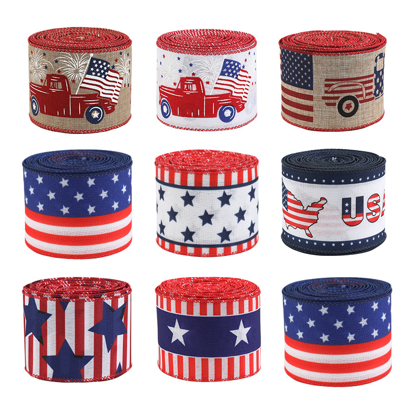 Transfronterizos nuevos Estados Unidos independientes japoneses imitación de tela de tela de impresión de estrella de pentaco atmósfera decoración accesorios al por mayor