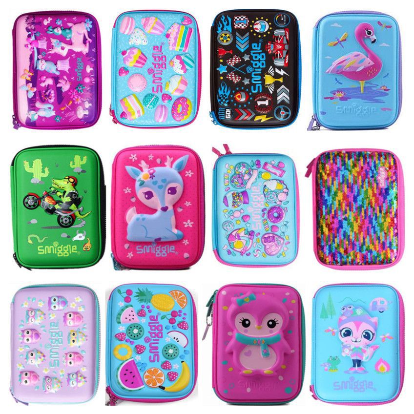 澳洲兒童筆盒Smiggle筆盒卡通文具盒大號多功能拉鏈筆袋學生防摔