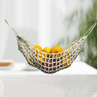 Cross-border Living Room Cotton Rope Woven Fruit Net Pocket Wall Hanging Basket Cross-border Simple Fruit Storage Net Pocket
