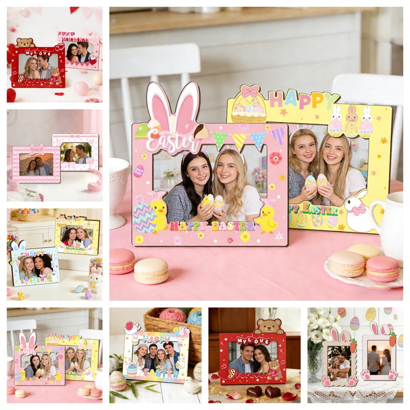 Easter Themed Wooden Photo Frame Rabbit Egg Party Photo Props Ins Style Desktop Creative Decorative Photo Frame Easter Themed Wooden Photo Frame Rabbit Egg Party Photo Props Ins Style Desktop Creative Decorative Photo Frame