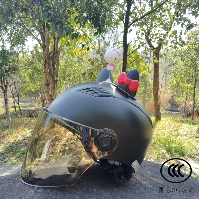 블랙+롱 자외선 차단 렌즈+KTM+검은색과 빨간색 리본 귀