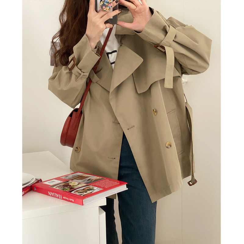Strict selection of khaki windbreaker women's 2024 spring new Korean version of this year's popular British style short coat Strict selection of khaki windbreaker women's 2024 spring new Korean version of this year's popular British style short coat