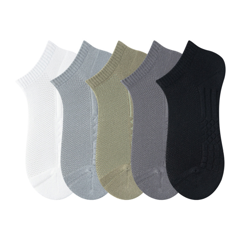 Men‘s Ankle Socks Cushioned Massage Sole Breathable Mesh Anti Odor Moisture Wicking For Running Gym_voghion.com