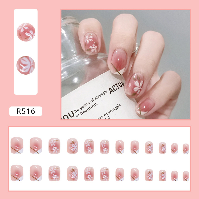 Natural camellia Nail nail short square ins Wear Nail nail nail nail wholesale finished premium sense fake nails