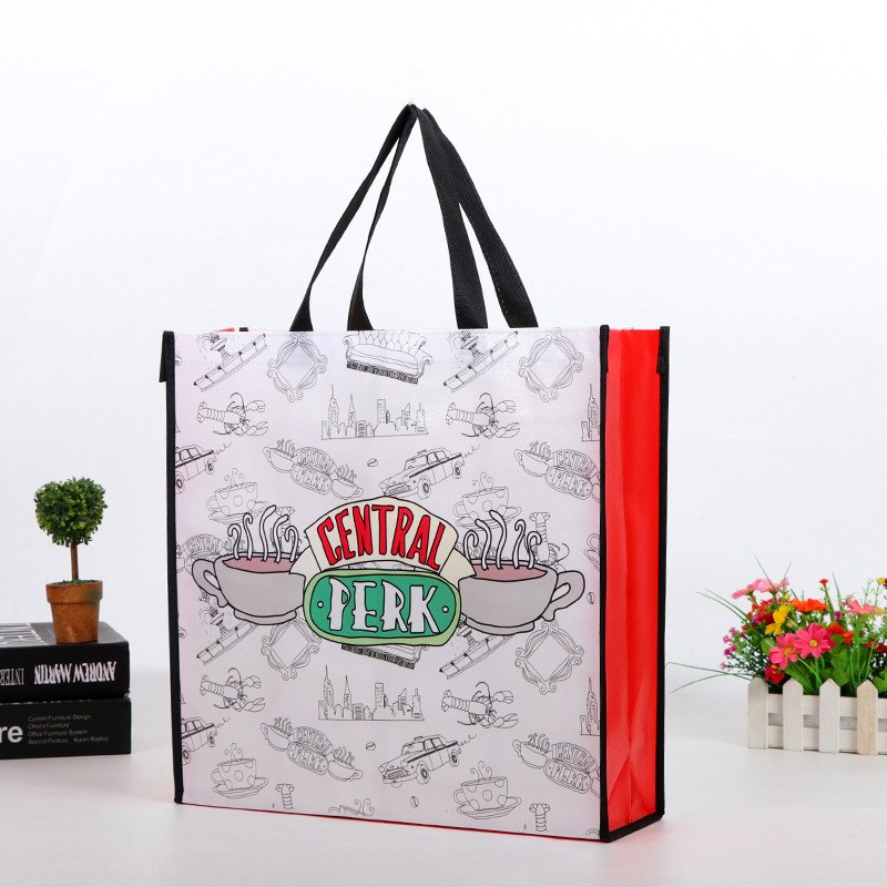 Tridimensional engrosada regalo publicitario promocional bolsa tejida película de impresión en color impermeable ropa bolso de compras al por mayor