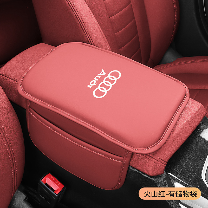 Universal – Car Armrest Box Armrest box pad - volcanic-red-with-logo-please-note