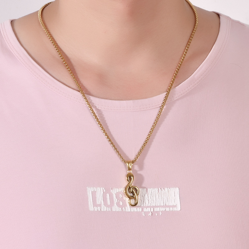 1 Piece Fashion Notes Stainless Steel Polishing Pendant Necklace_colorza_3