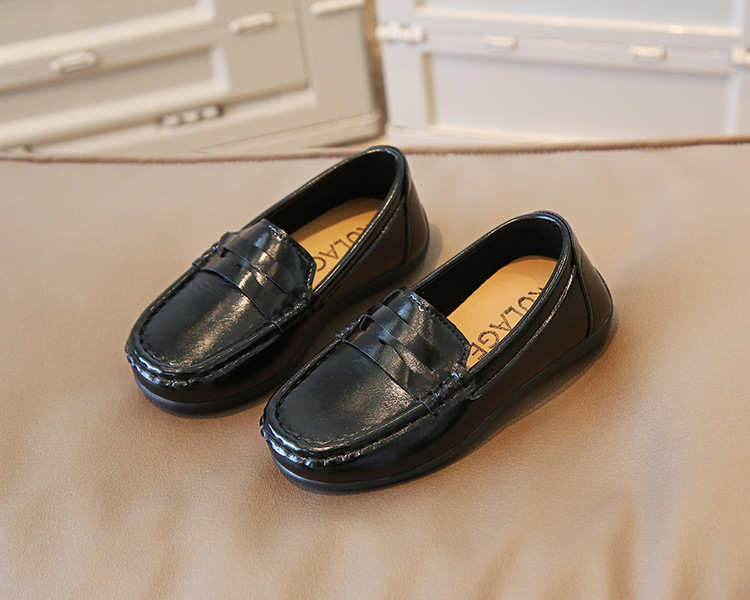 English style bean big children's new spring 2023 boys' small leather shoes, one footed loafers_voghion.com