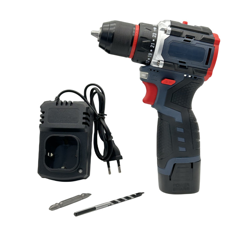 Venta al por mayor sin escobillas taladro recargable pequeña pistola de acero batería de litio gran par impacto taladro de mano destornillador eléctrico