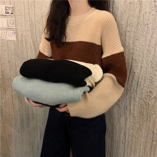 Seasonal versatile slim-fit short-sleeve long-sleeve base knit top for autumn and winter women's innerwear close-fitting round neck sweater