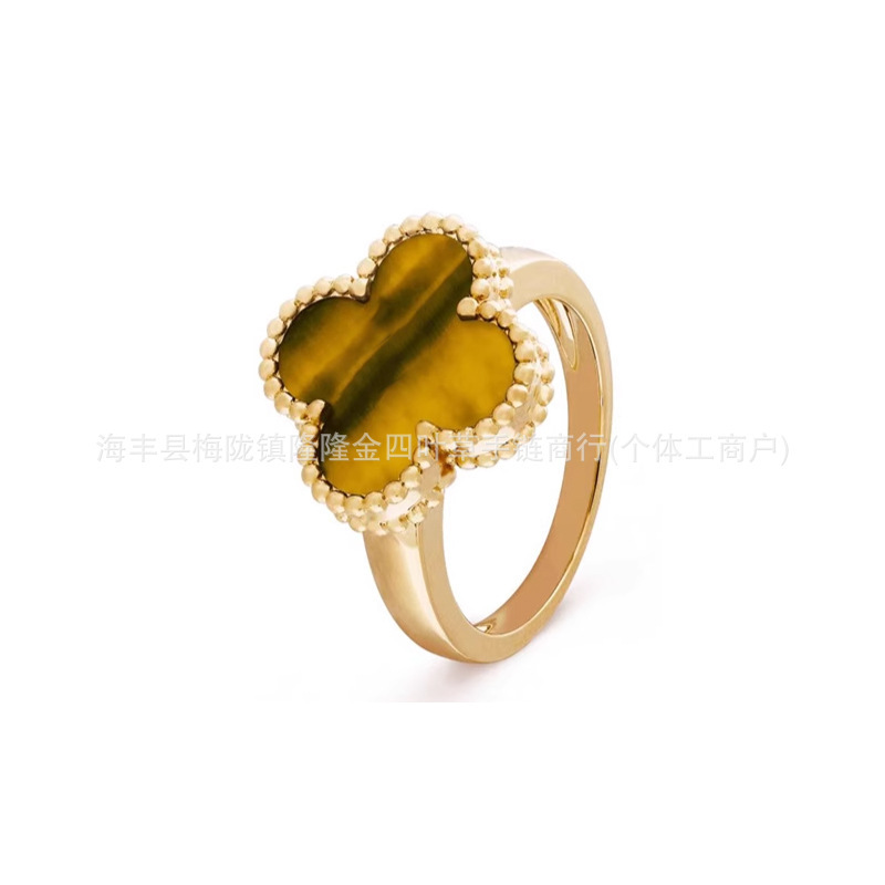 铜镀金四叶草高版本戒指带钻抖音热卖爆款对戒送女友礼物|undefined