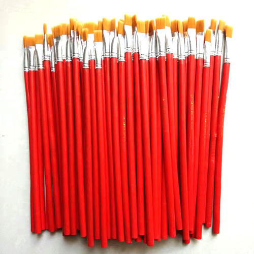 Bulk watercolor, acrylic paint, oil painting brushes for student practice 801 red handle nylon basic drawing brushes