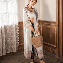 海边度假防晒衫比基尼海滩罩衫泳衣外搭雪纺长款沙滩开衫披肩外套