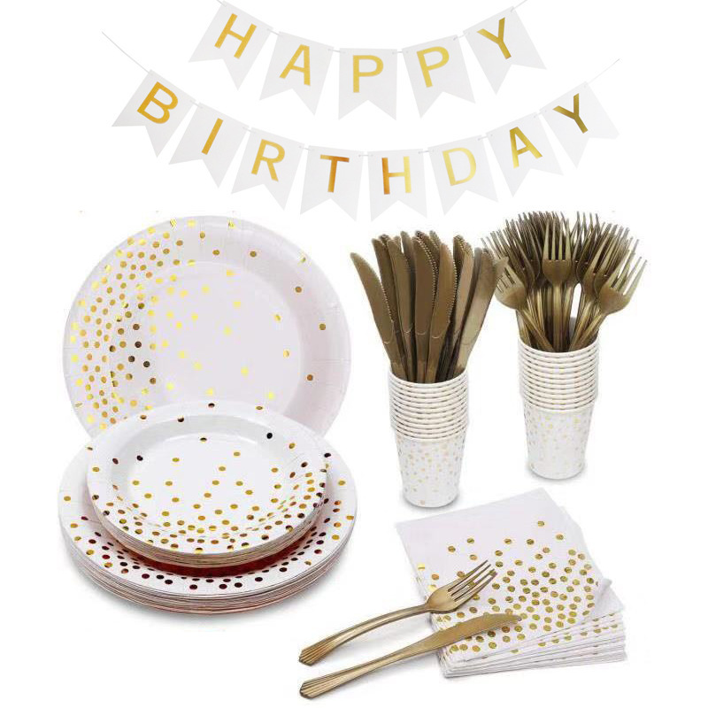 Birthday Round Dots Paper Party Tableware 1 Set display picture 1