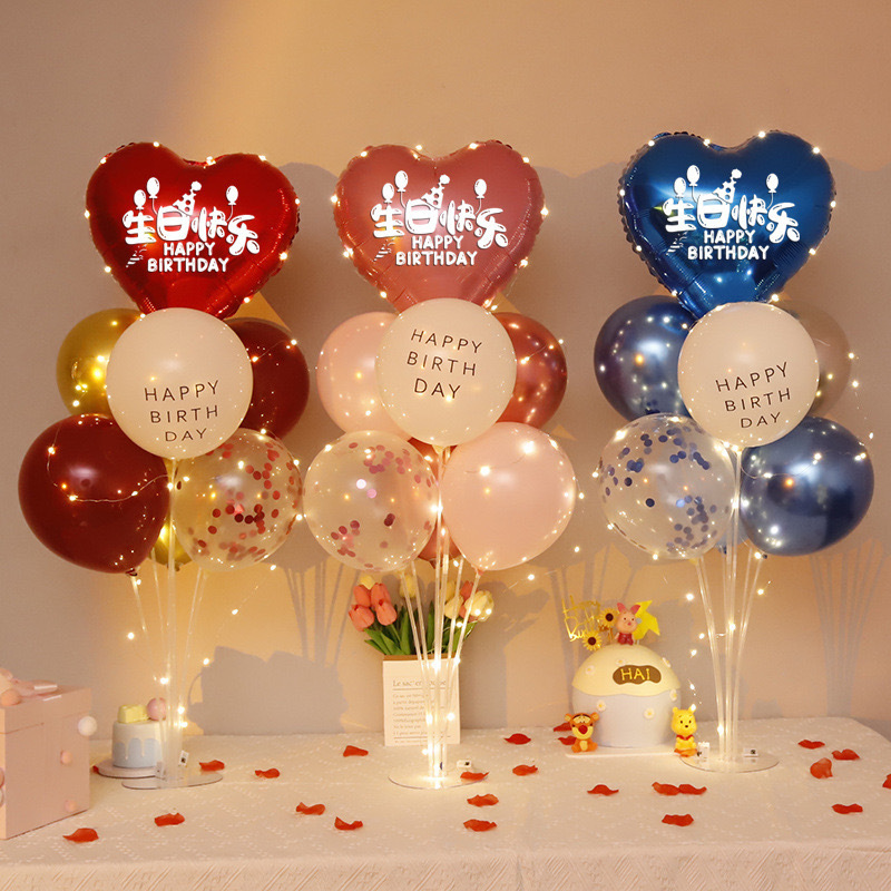Happy Birthday Balloons Table Decorations Scene Setup Aluminum Foil Balloons for Boys, Girls, Children, and Babies