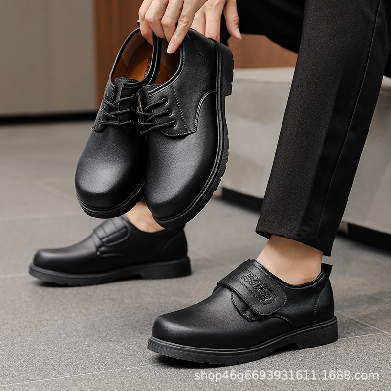 中学生皮鞋男青少年初中生真皮黑色高中演出休闲青年男生大童夏季