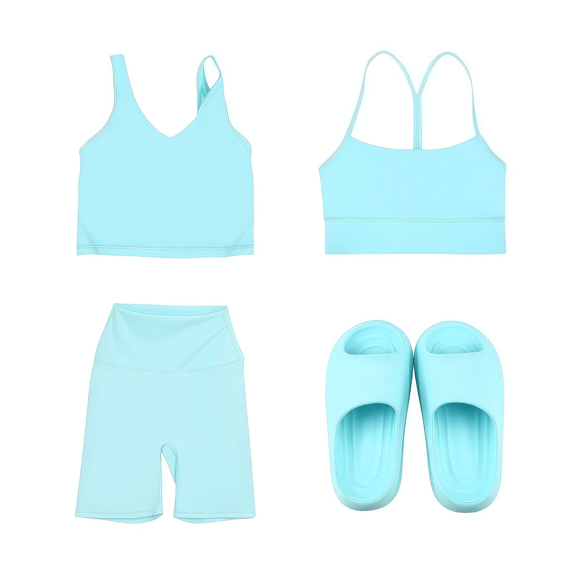 Conjunto deportivo de 4 piezas para mujer con capri y chaleco_voghion.com