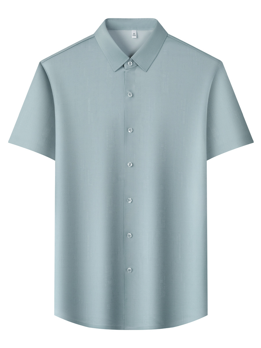 Camisas de manga corta de hombre verano nuevo frío algodón chaqueta de lino de mediana edad de negocios casual sin marca con solapa camisa de media manga