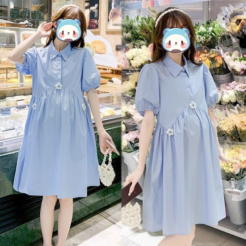 Maternity Summer Dress Set Trendy Mom Petite Plus Size Loose Summer Nursing Dress Fresh Thin Style