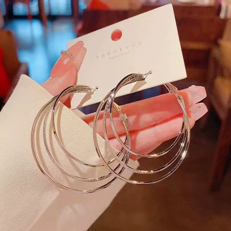 爆款银针三生三世多层大耳圈环耳扣网红百搭耳饰耳坠欧美圆圈耳环