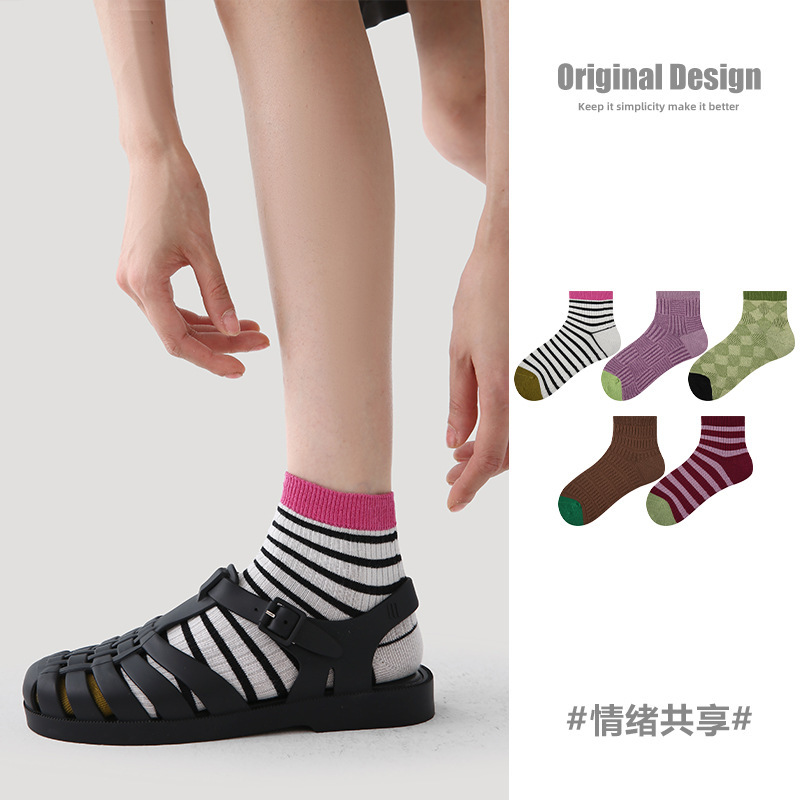 R5031 Socks for Spring and Summer Women's Casual Socks Thin Cotton Breathable Mesh Socks for Women