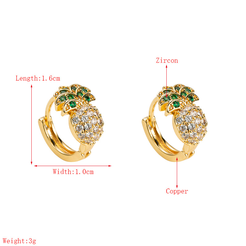 Fashion Pineapple Copper Artificial Gemstones Earrings display picture 1