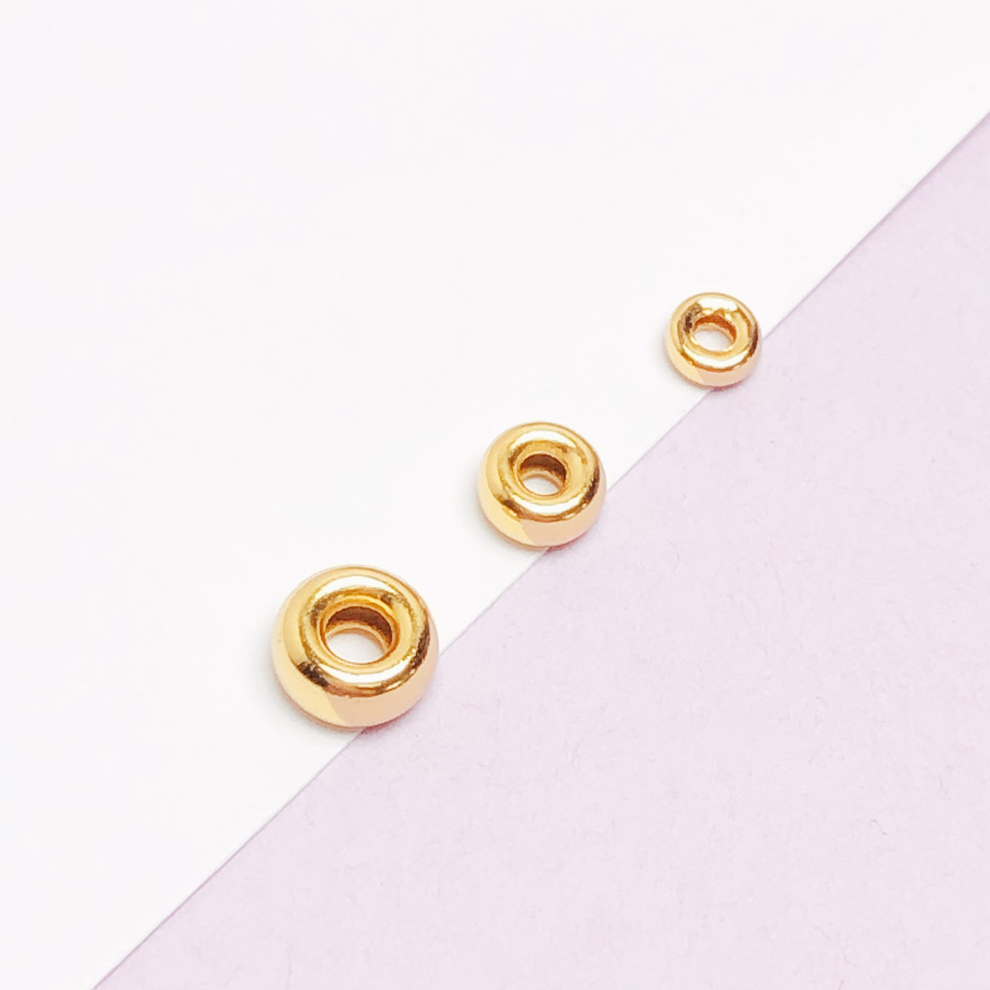 S925 Sterling Silver Wheel Spacer Bead Accessories 18K Gold DIY Loose Bead Necklace Bracelet Spacer Bead Flat Bead Spacer Accessories