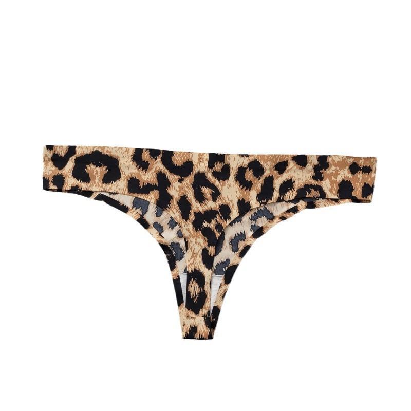 Transfronterizos color sólido impresión de leopardo hielo sin marcas pantalones íntimas femeninas delgadas de comercio exterior de tamaño grande pantalones de dama T al por mayor