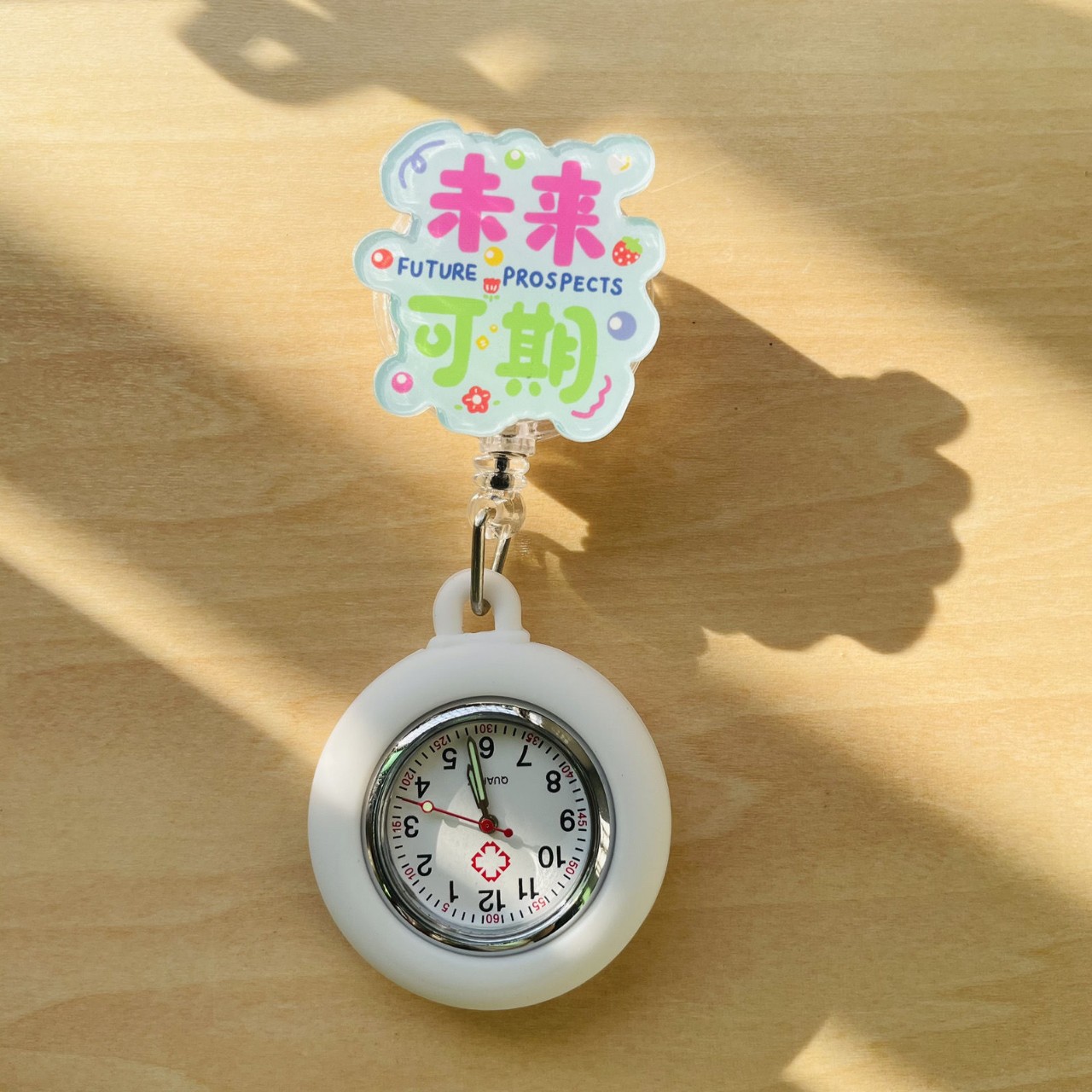 Stretchable Retractable Female Nurse Hanging Watch Chest Watch Medical Student Exam Clip Stretch Pocket Watch Cute Text Luminous