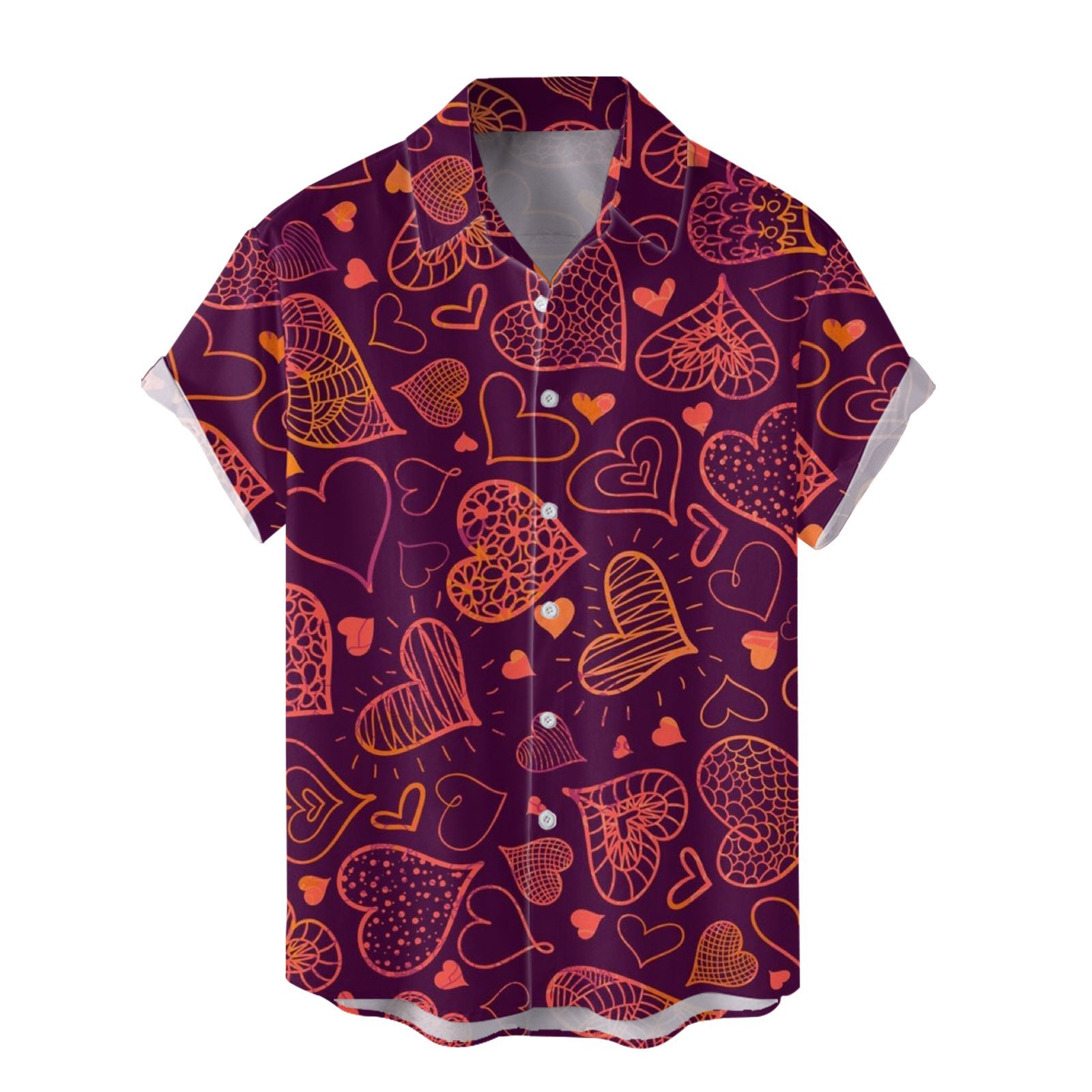 Camisas nuevas para hombres de comercio exterior europeo y americano transfronterizo Serie del día de San Valentín Camisa casual de manga corta con estampado digital 3D