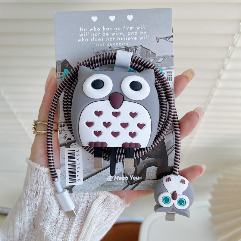 Samsung SAMSUNG 英国標準 25W 充電器漫画フクロウデータケーブルバイトワイヤーラップロープセットに適しています。|undefined