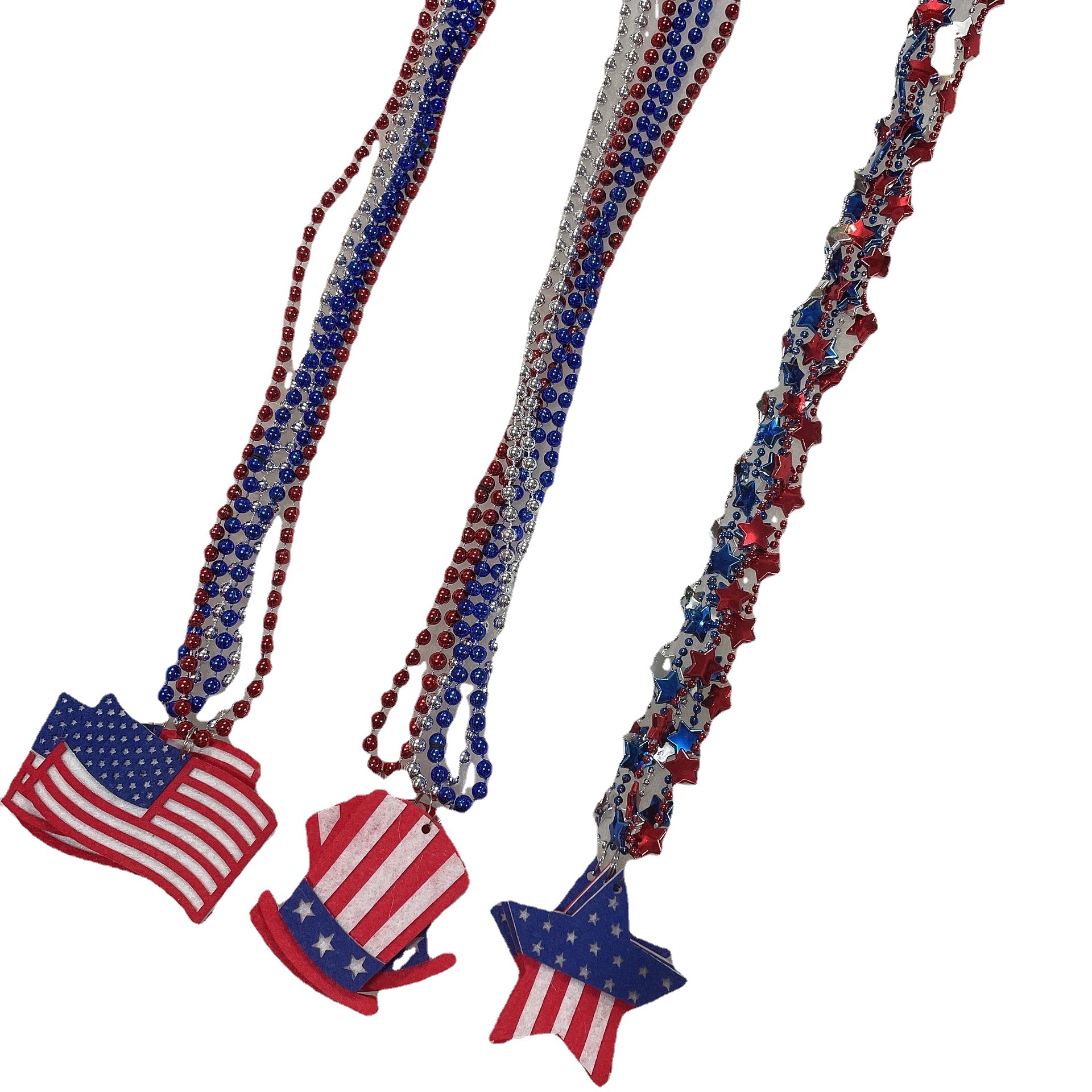 Día Nacional Americano Día DE LA Independencia collar de Carnaval Bandera Nacional cinco estrellas sombrero colgante collar July4 europeo y americano Venta caliente transfronteriza