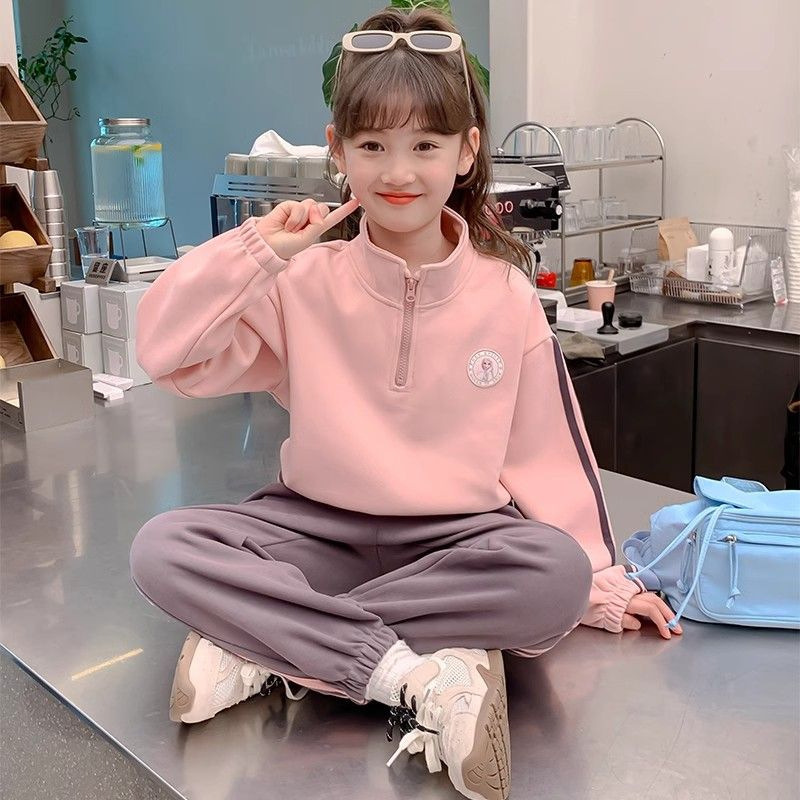 Traje de otoño e invierno para niñas 2024 nuevo estilo estilo occidental para niños deportes de otoño para niñas moda casual de dos piezas estilo de primavera y otoño