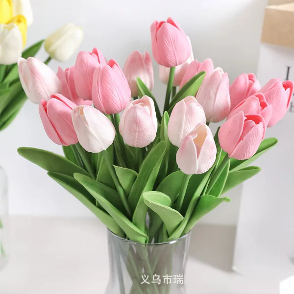 Artificial Flower Bouquet Pu Tulips Fake Flowers Realistic High-End Home Atmosphere Props Bouquet Decoration