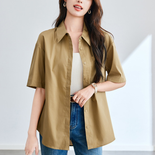 Cotton Cocoon Women's White Short-Sleeve Shirt 2025 Summer New Commute Fashion Korean Style White Shirt Casual Matchable