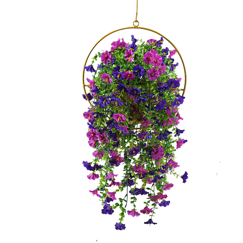 Simulación transfronteriza de Amazon flor de trompeta de 45 ojos flor falsa flor artificial colgante de pared decoración del hogar interior y exterior gloria de la mañana