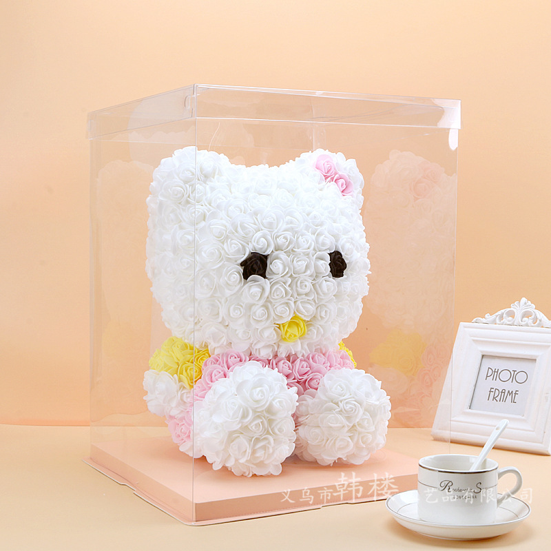 Flor preservada oso rosa 520 regalo del Día de San Valentín tienda de flores supermercado PE espuma flor abrazo oso rosa