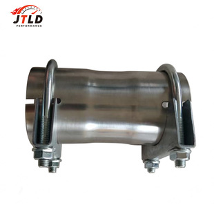 Car Modified Exhaust Pipe Clamp 304 Exhaust Pipe Sleeve + Galvanized U-Shaped Clamp 2 Clamps Muffler Hose Clamp