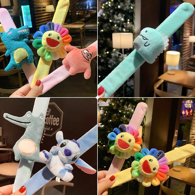 Cute Cartoon Children's Snap Ring Bracelet Plush Accessories Holiday Gift Wrist Band Doll Hair Tracker